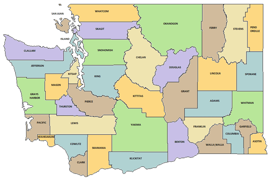 Map of Counties in Washington State